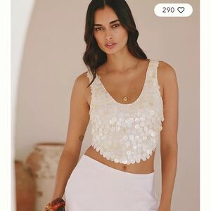 Chic Cream Sequin Crop Top